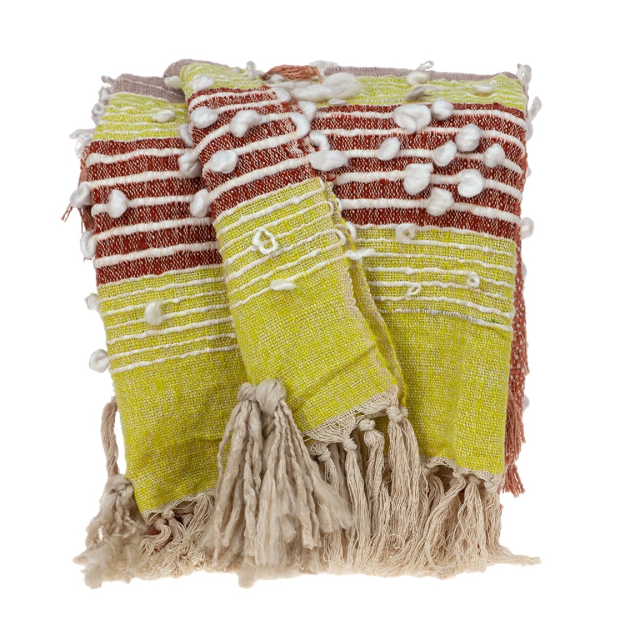 Nassau Collection Rust and Yellow Eclectic Style Throw Blanket 52" x 67"
